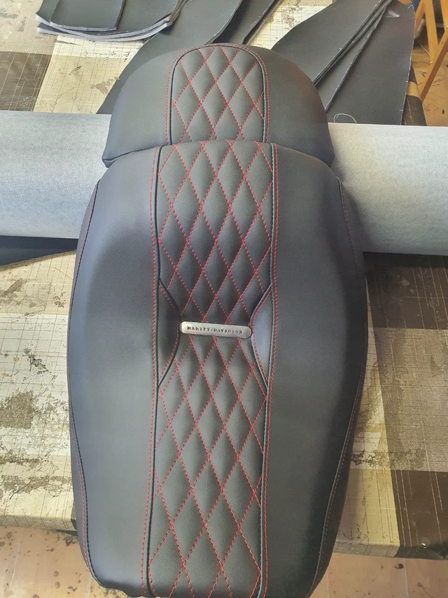 Motorcycle seat retrim, Harley-Davidson